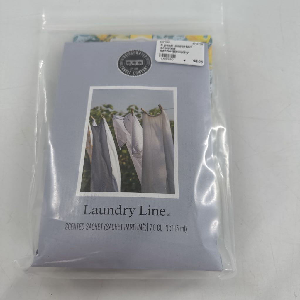 3 pack assorted scented sachet(laundry line,hello night,citron sol