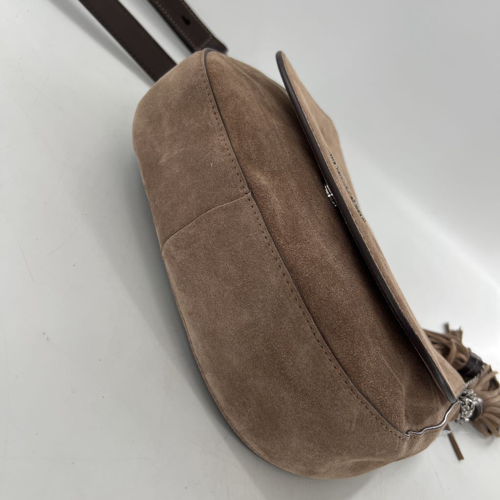 tassel suede flap saddle bag crossbody