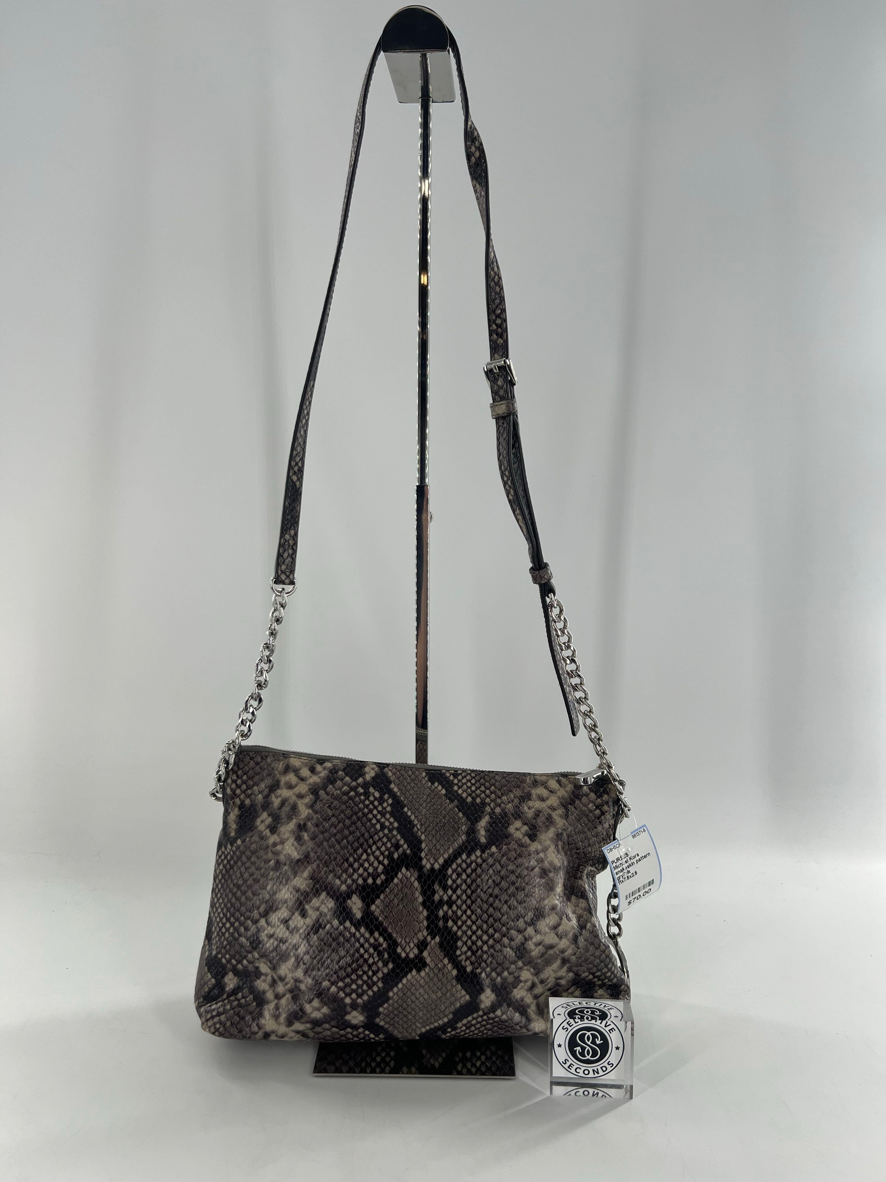 snakeskin pattern chain strap crossbody