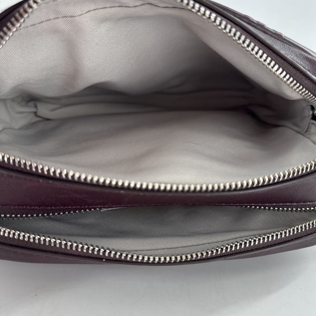 burnished leather monogram camera bag