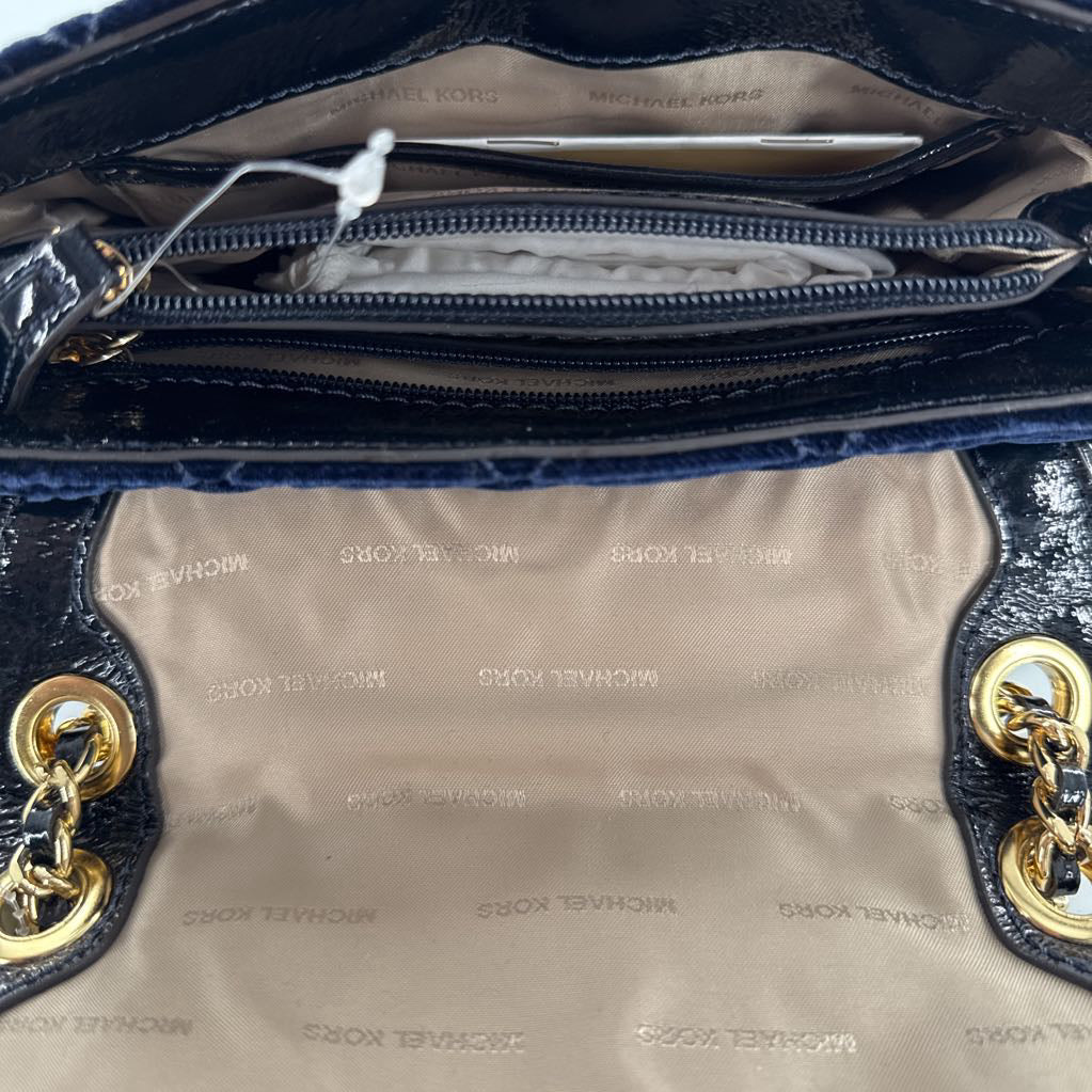 quilted velvet chain shoulder bag
