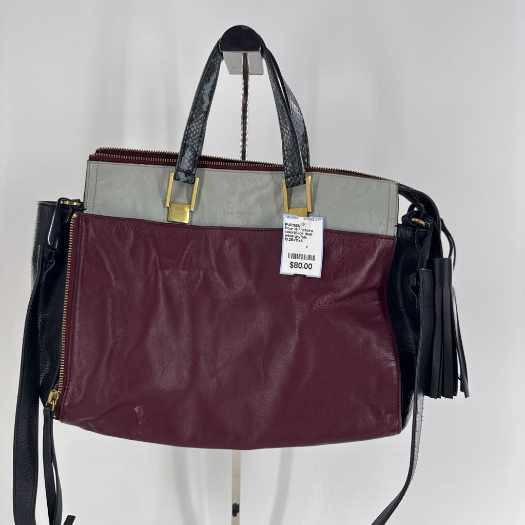 colorblock dual handle satchel