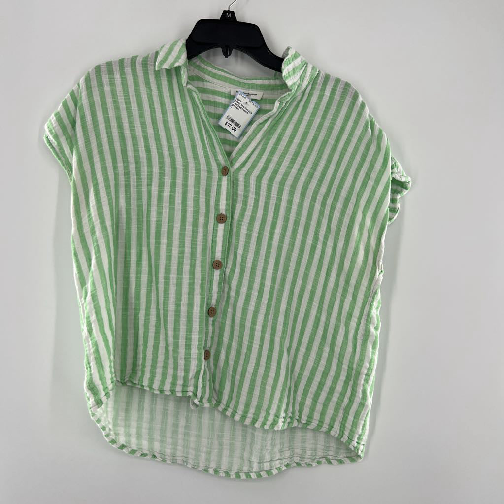 L striped button down s/s top