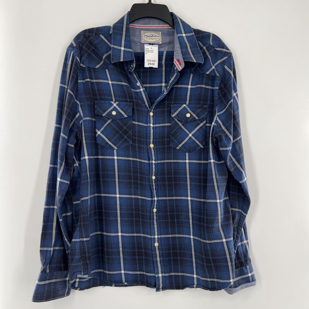 L plaid button down l/s top