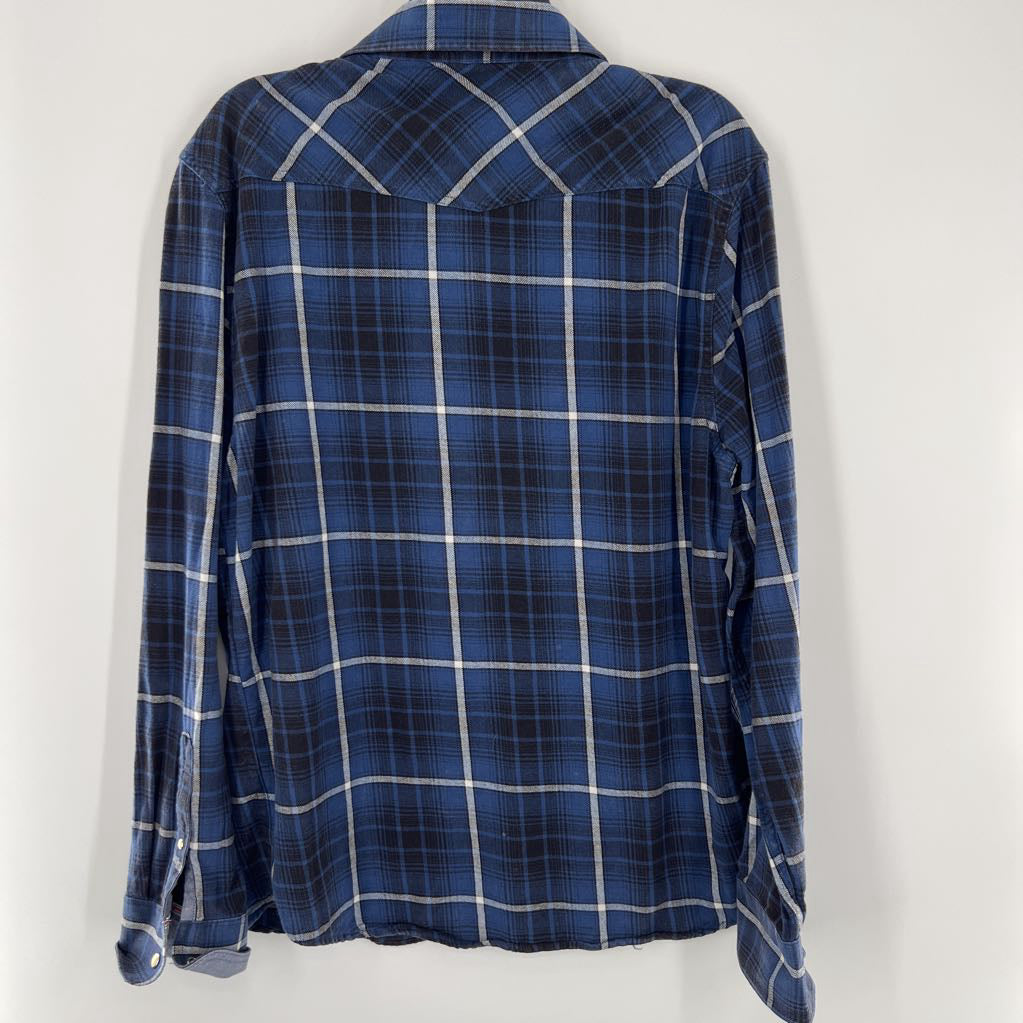 L plaid button down l/s top