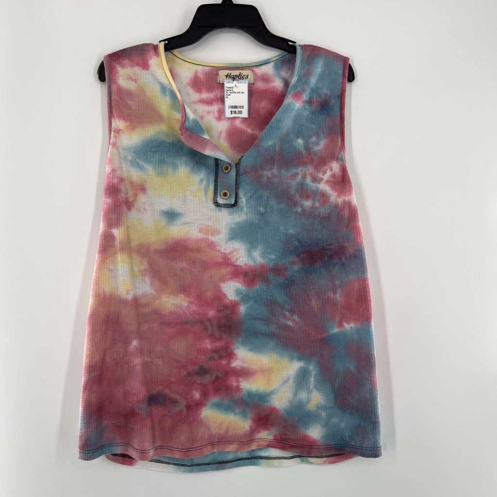 XL waffle knit tie-dye flowy tank