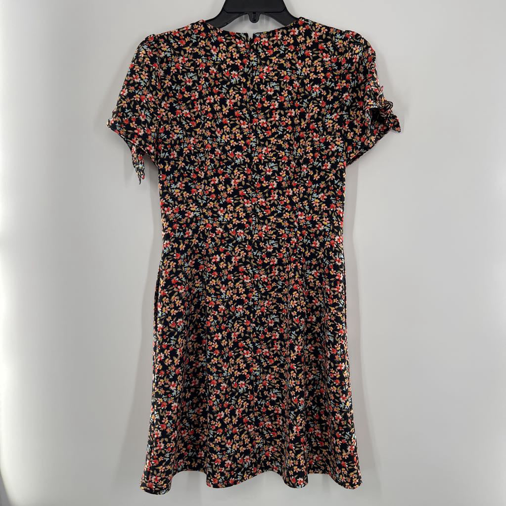 4p flo print v-neck s/s dress