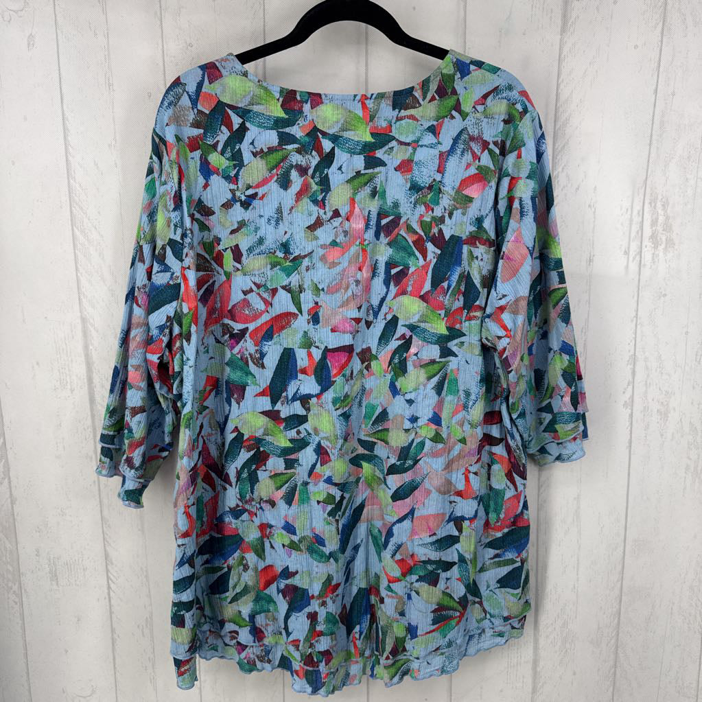 3X printed layered hem 3/4 slv tunic