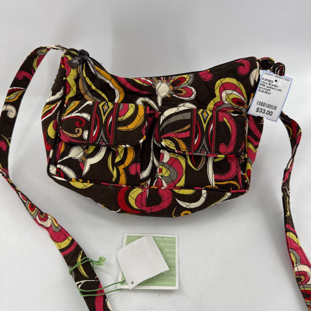 R58 quilted print crossbody