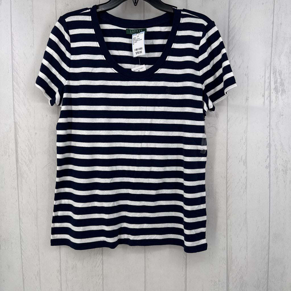 XL striped scoop neck s/s tee