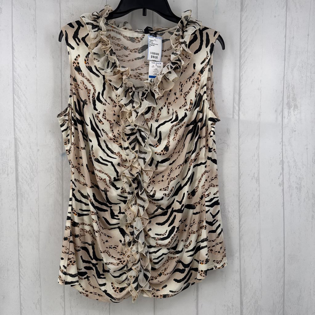 XL animal print ruffled tank