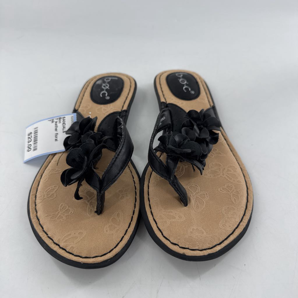 7 leather floral thong sandal