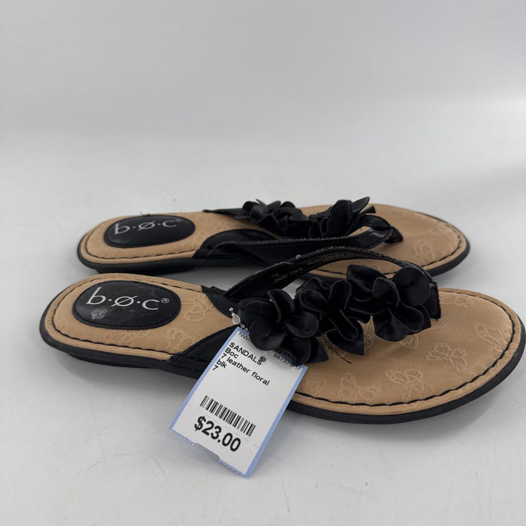7 leather floral thong sandal