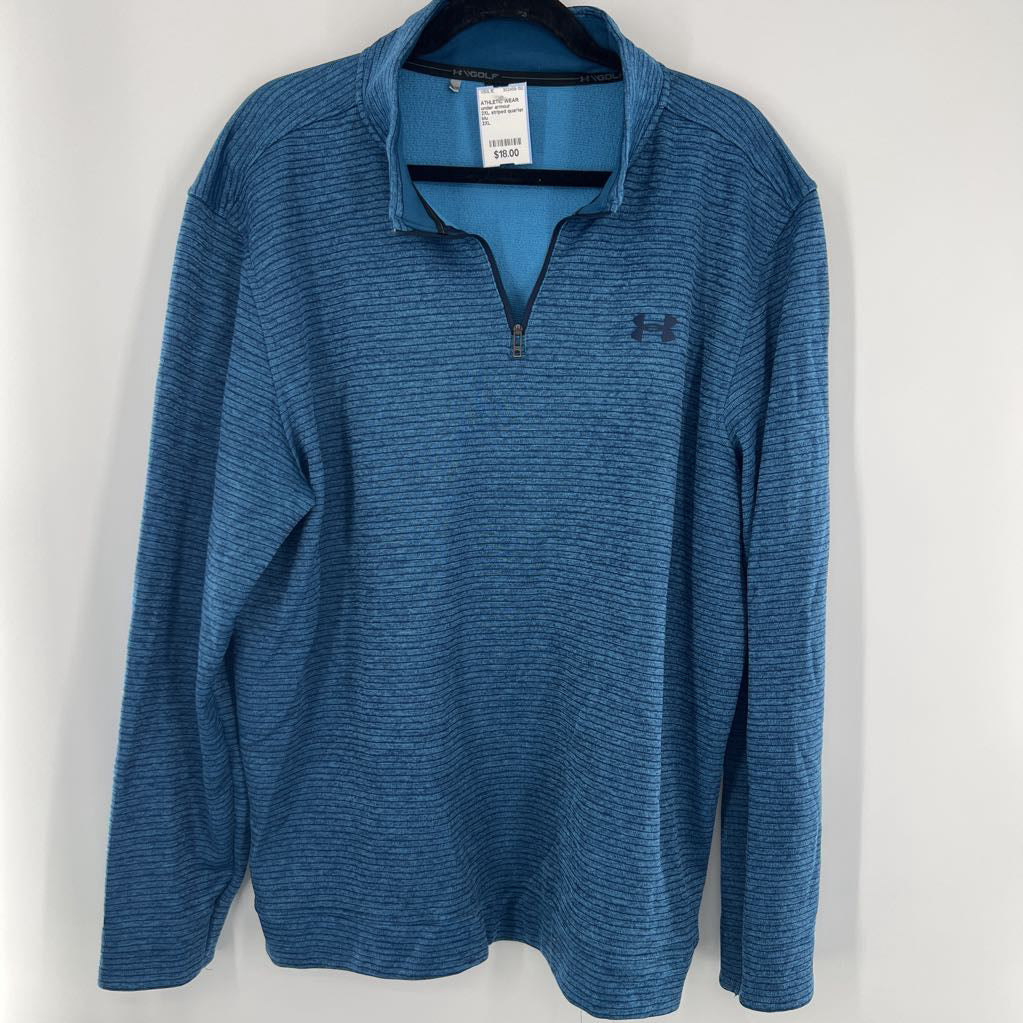 2XL striped quarter zip l/s pullover