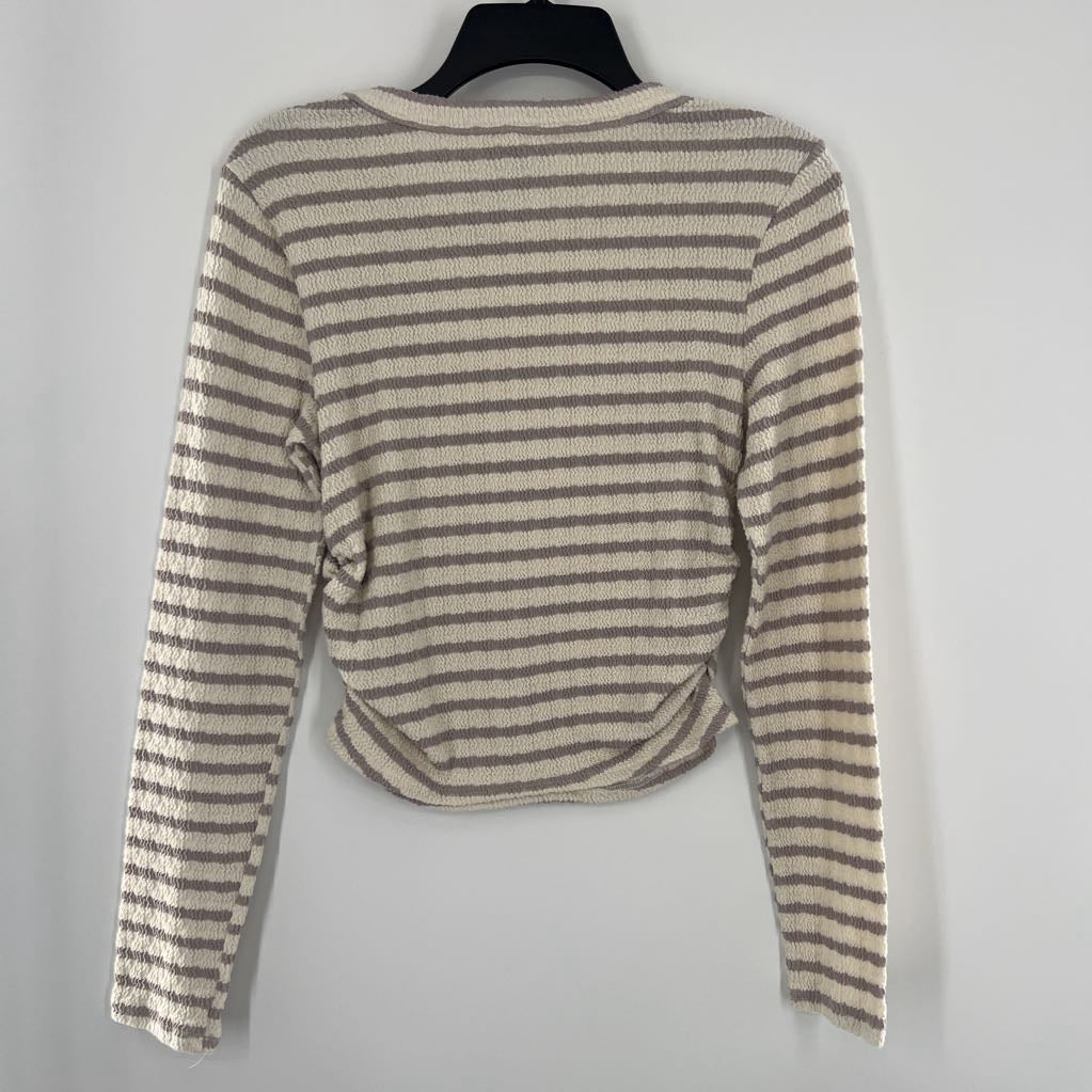 L striped cropped l/s top