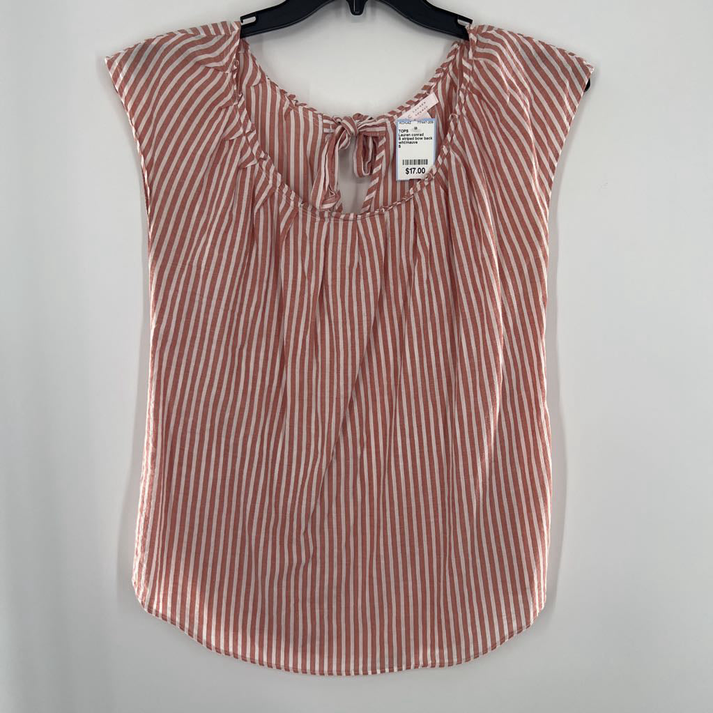 S striped bow back cap slv top