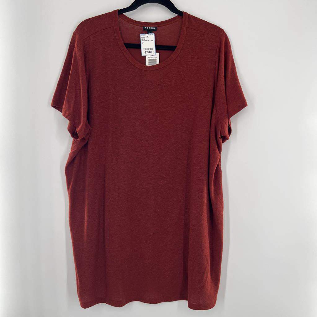 3X round neck s/s top