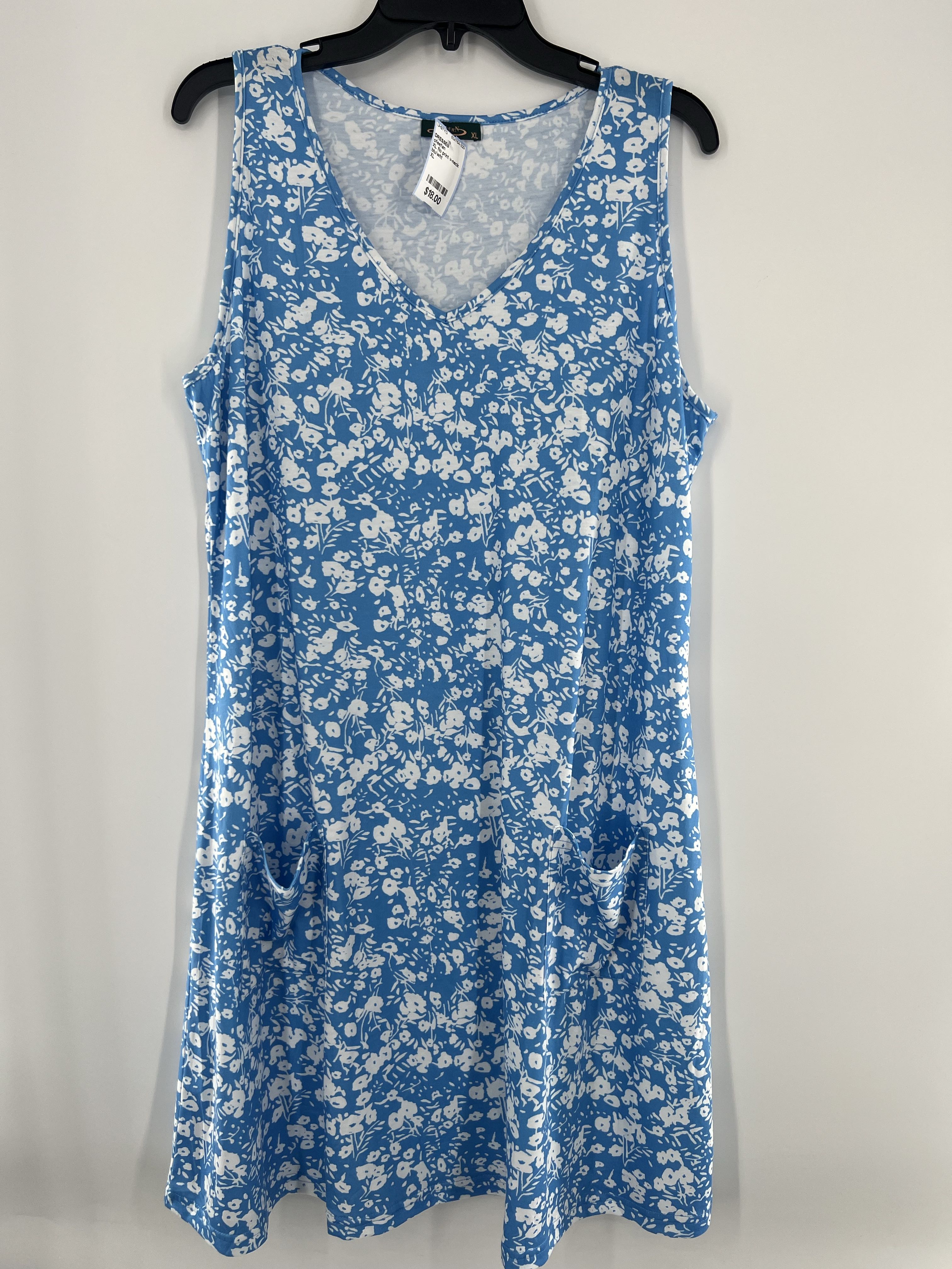 XL flo print v-neck slvls dress
