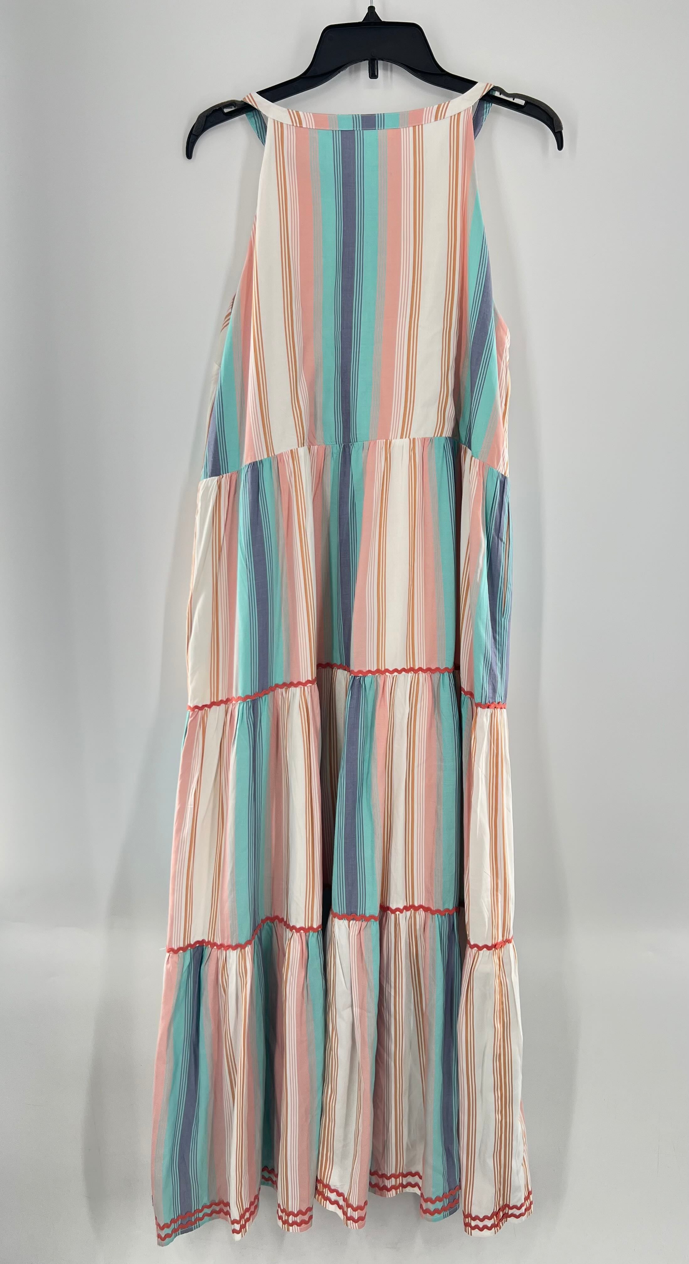 L striped tassel tie slvls dress
