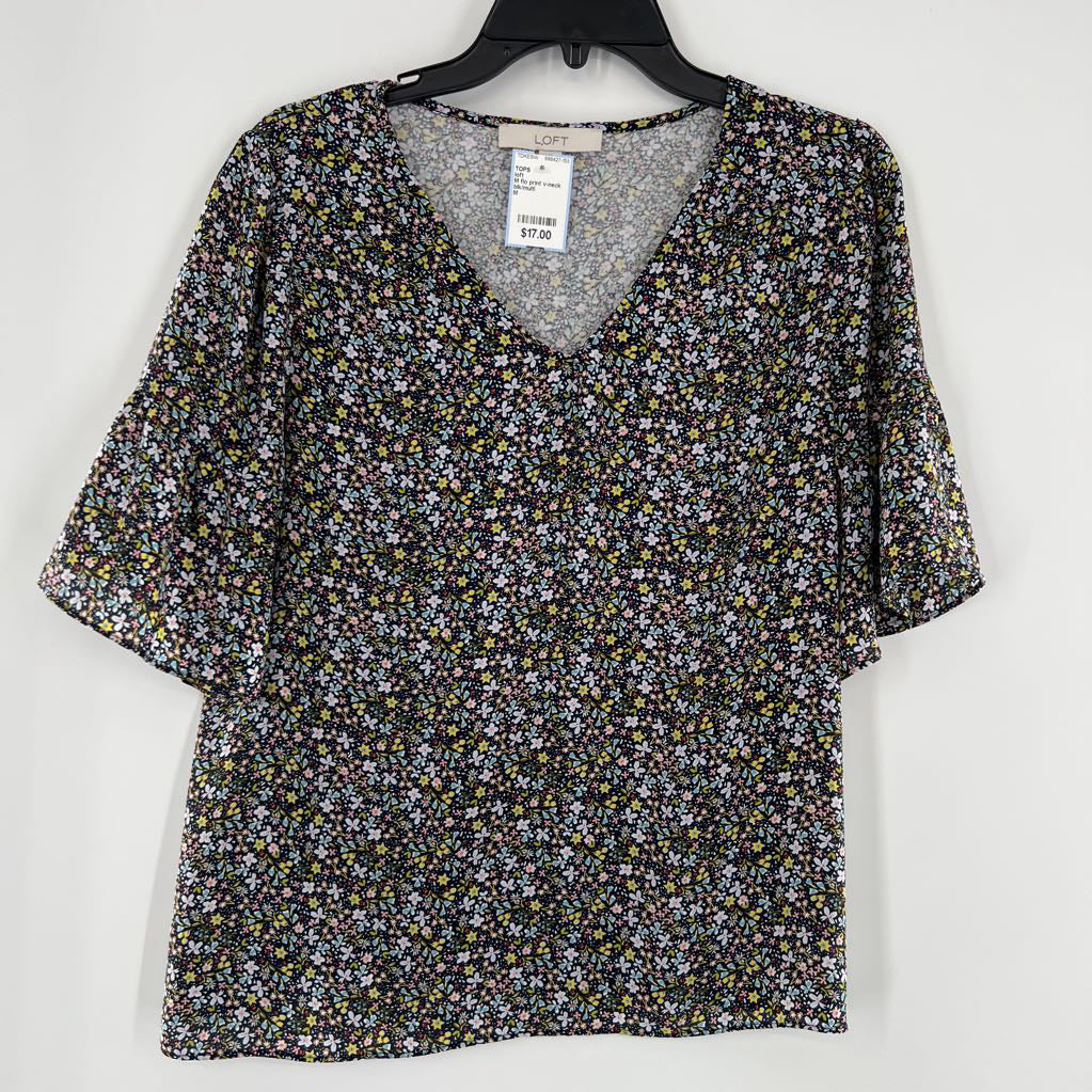 M flo print v-neck s/s top