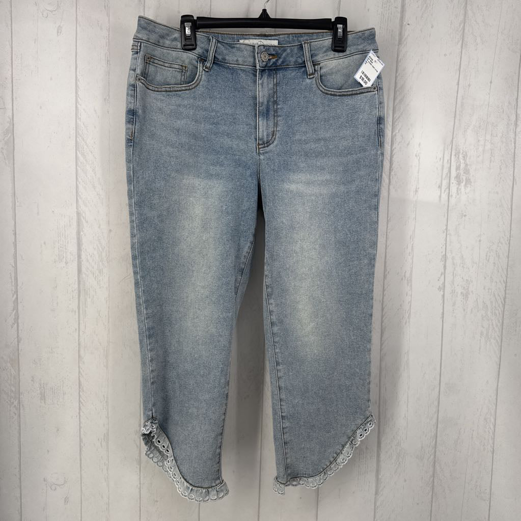 14 eyelet hem crop jean