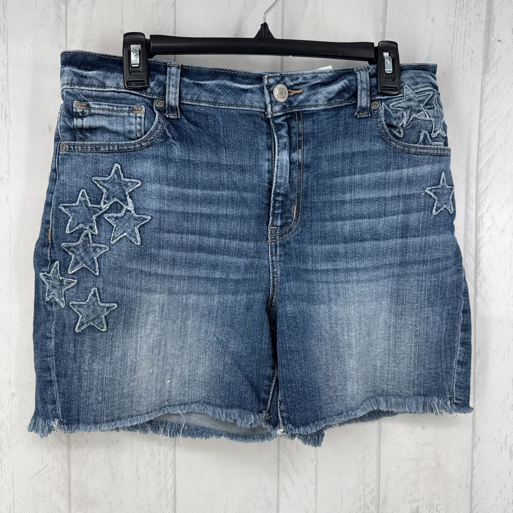 12 hi-rise jean shorts-embroidered stars