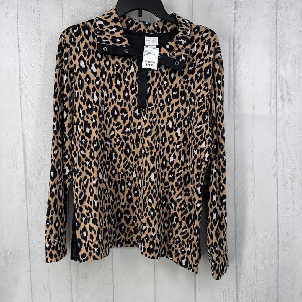 L animal print l/s pullover
