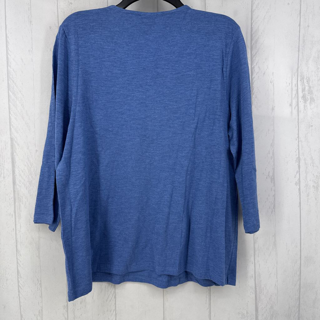 R55 L zipper v-neck 3/4 slv tee
