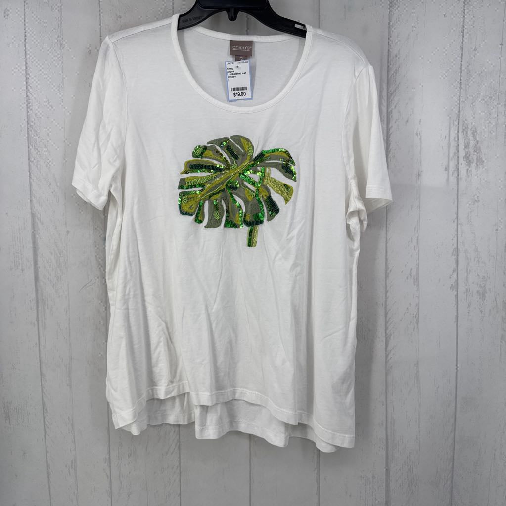 L embelished leaf s/s tee