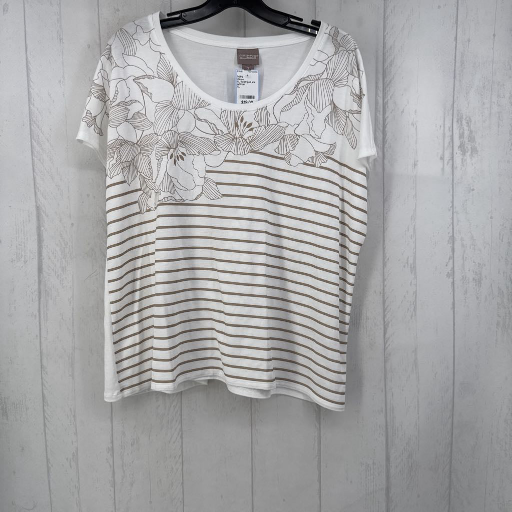 XL flo/striped s/s top