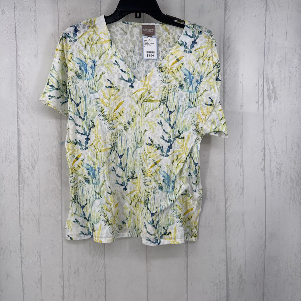 L printed v-neck s/s tee