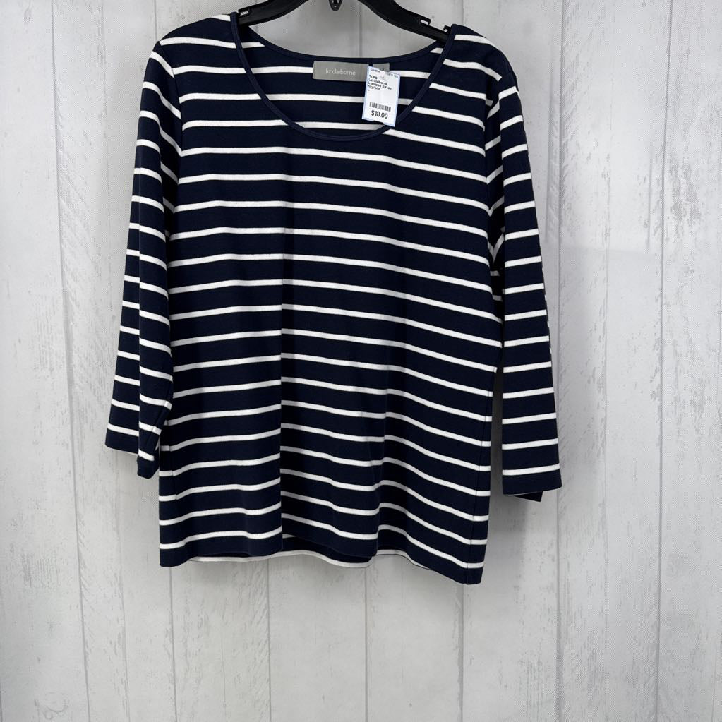 L striped 3/4 slv tee