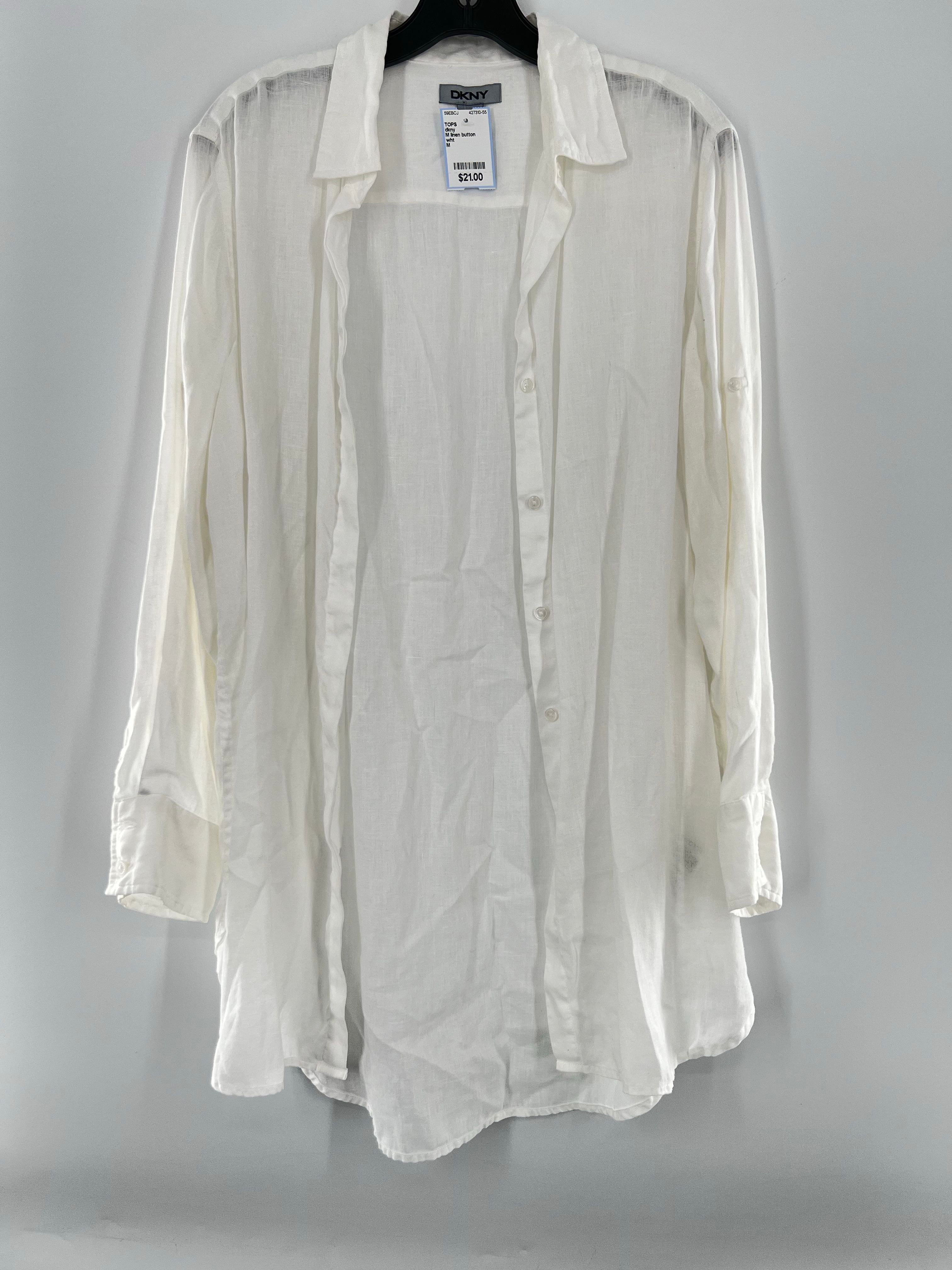 M linen button down l/s top