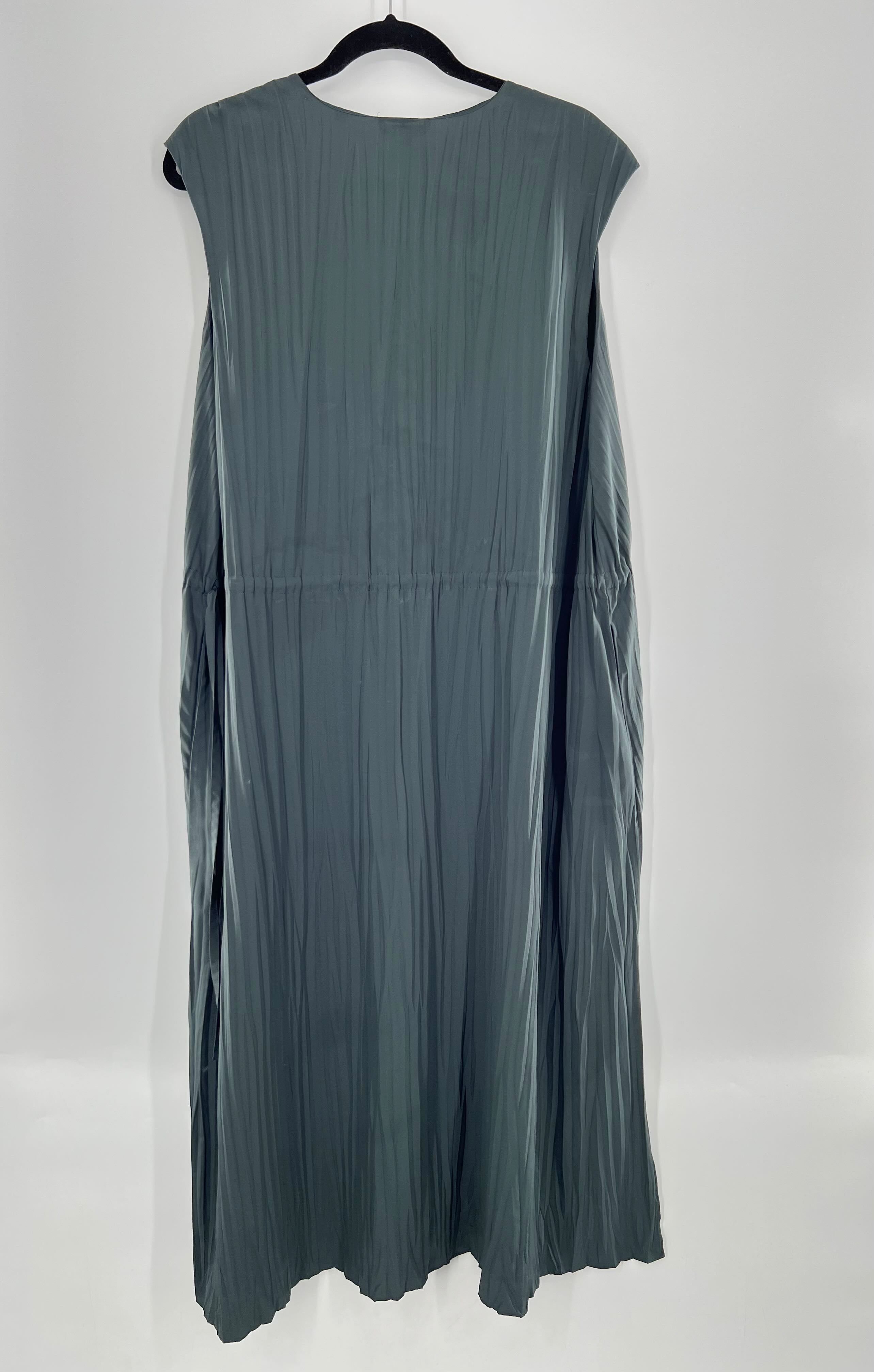 1X pleated v-neck slvls dress