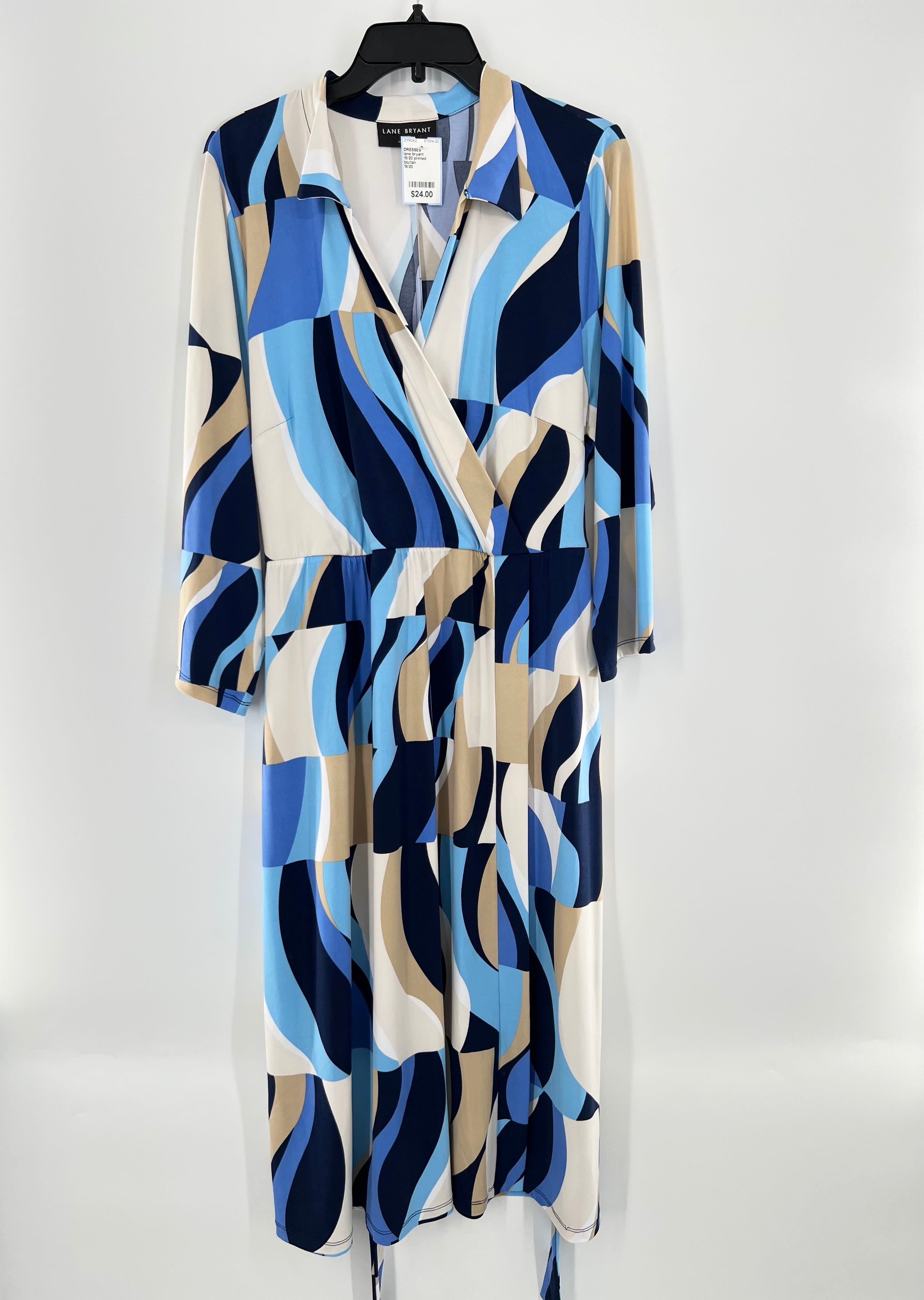 18/20 printed crossover 3/4 slv dress