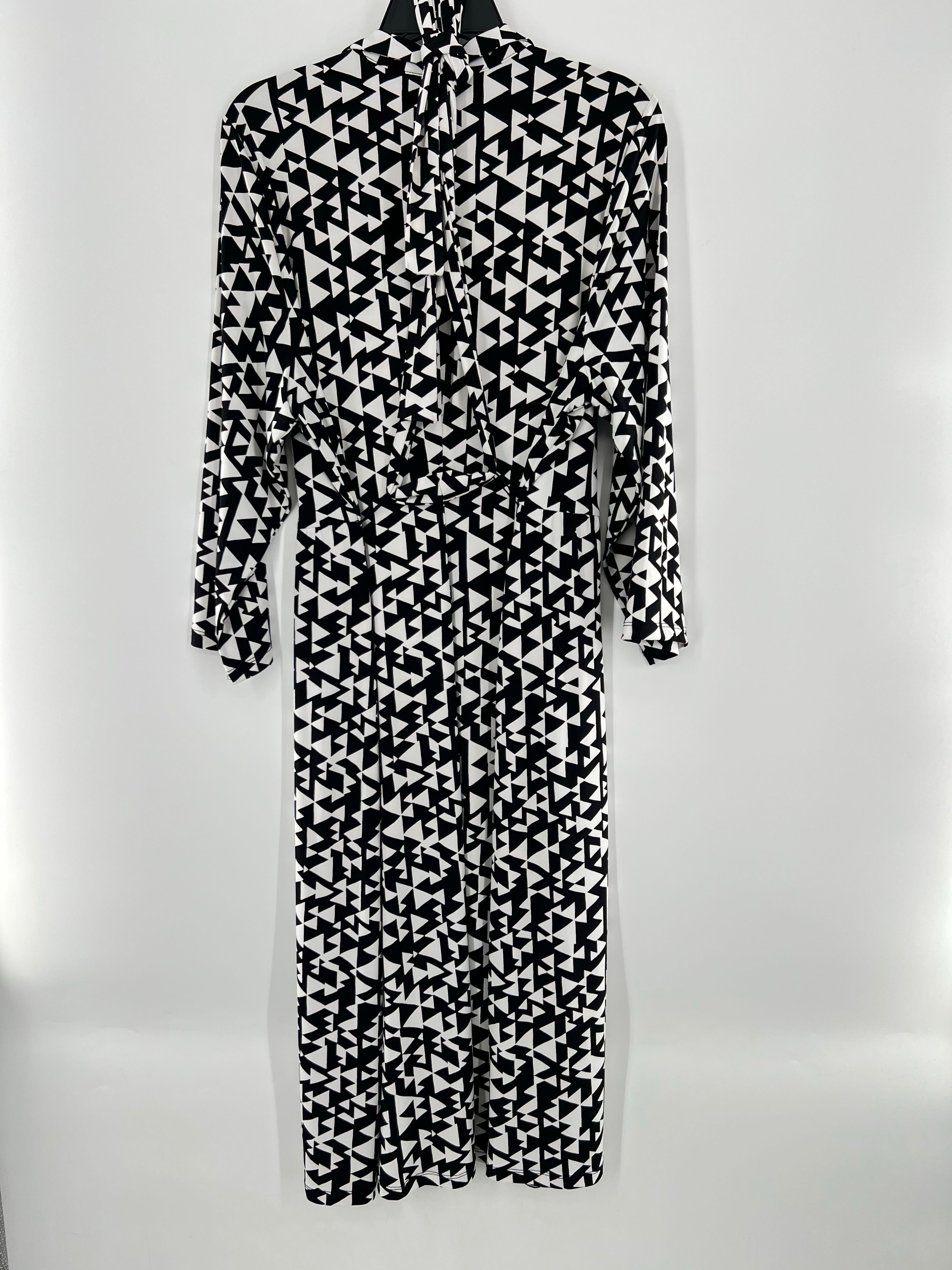 18/20 printed crossover belted l/s dress