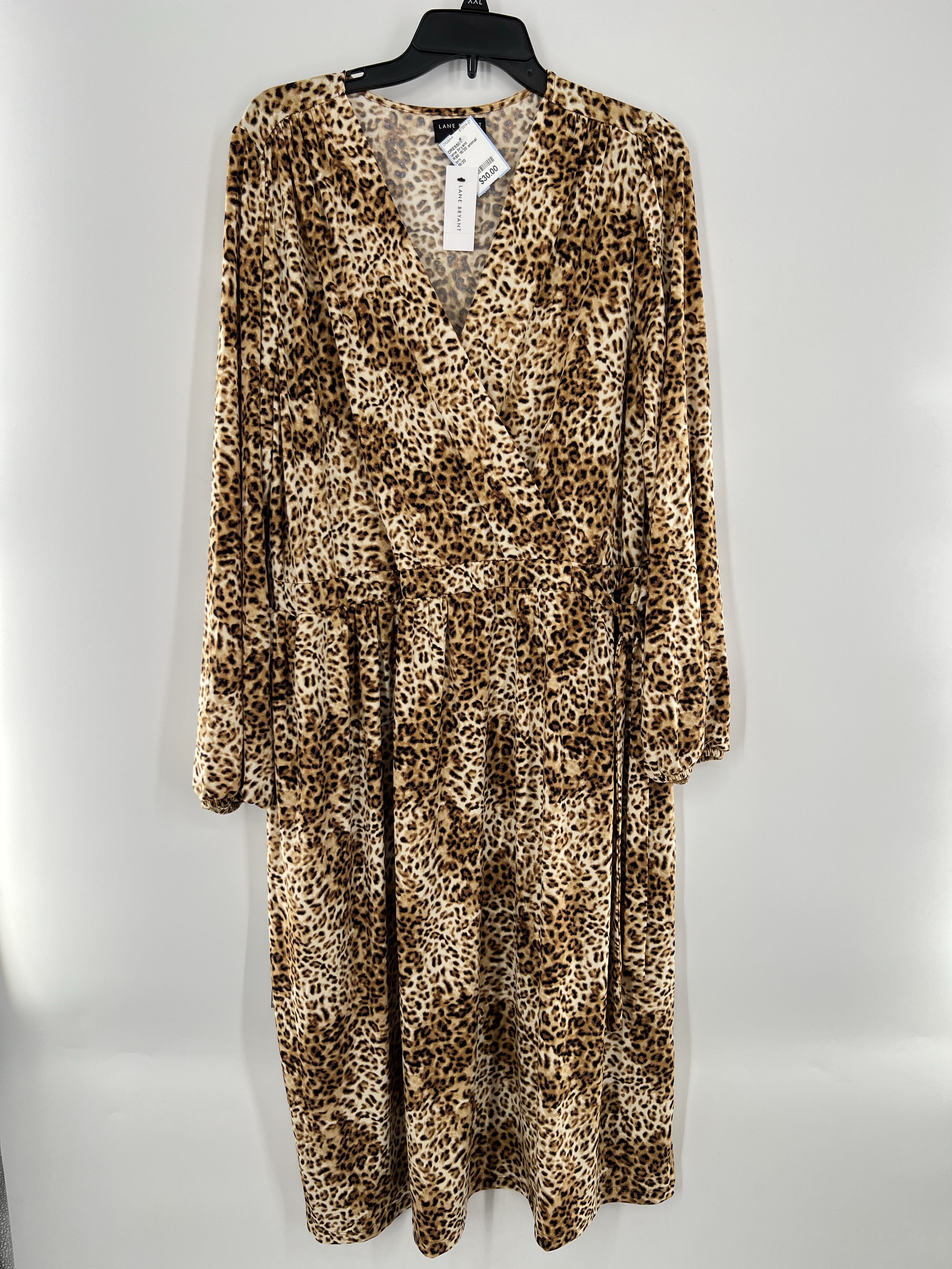 R90 18/20 animal print crossover l/s dress