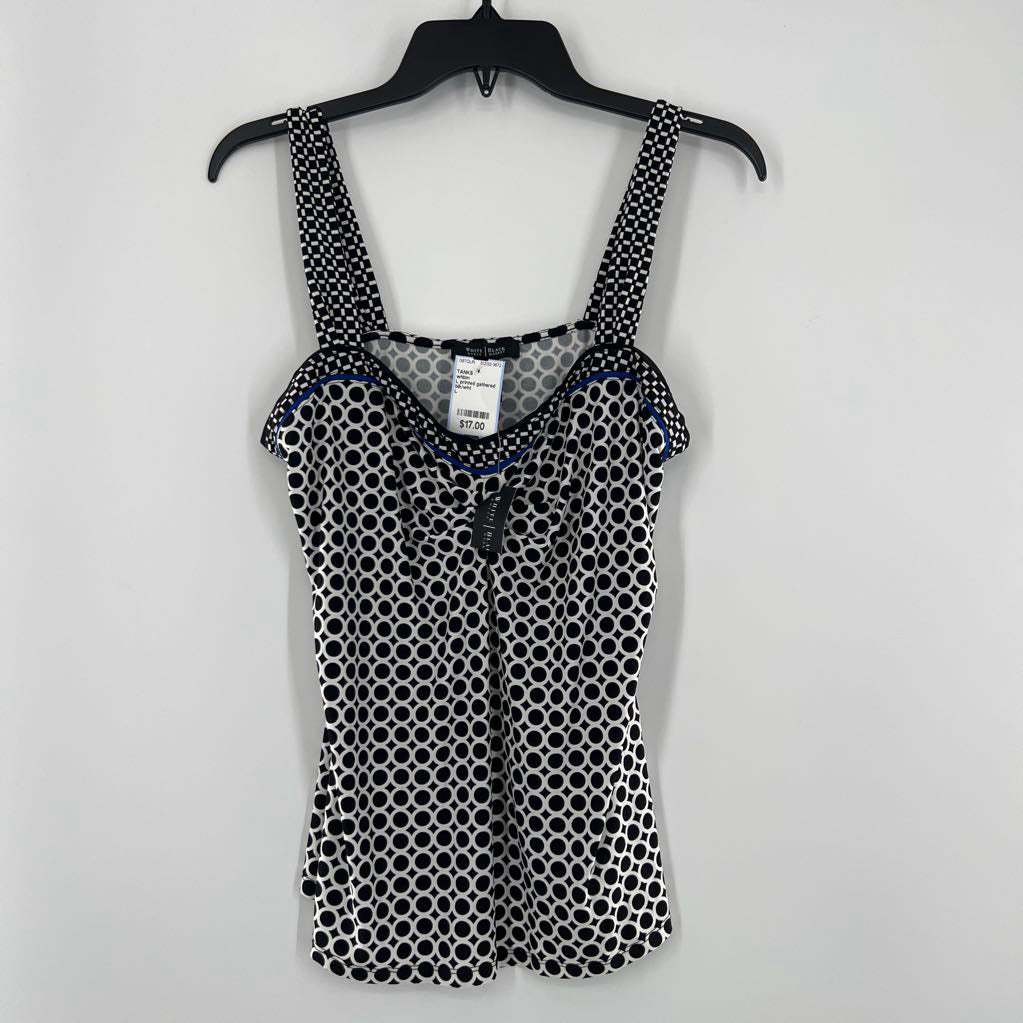 L printed gathered front tank