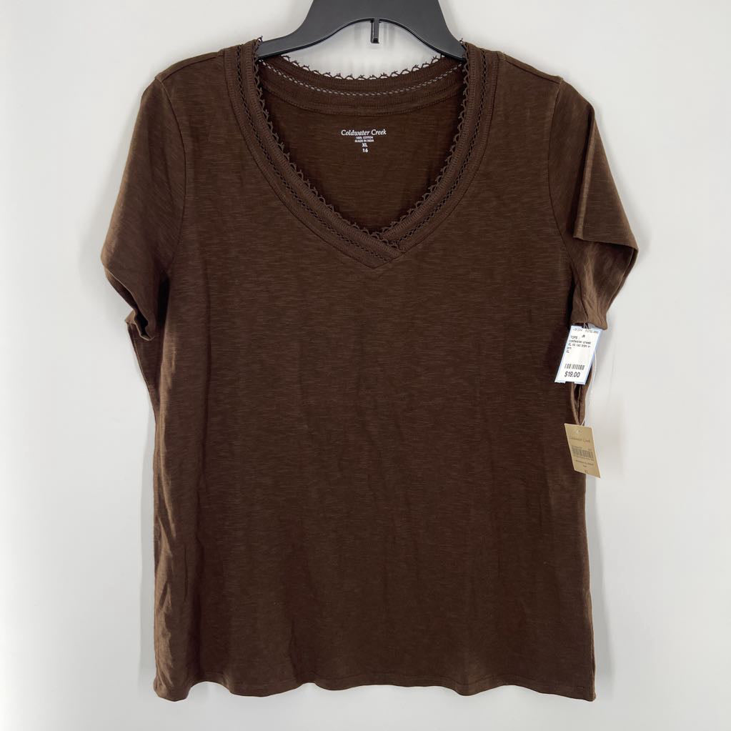 XL ric rac trim v-neck s/s tee