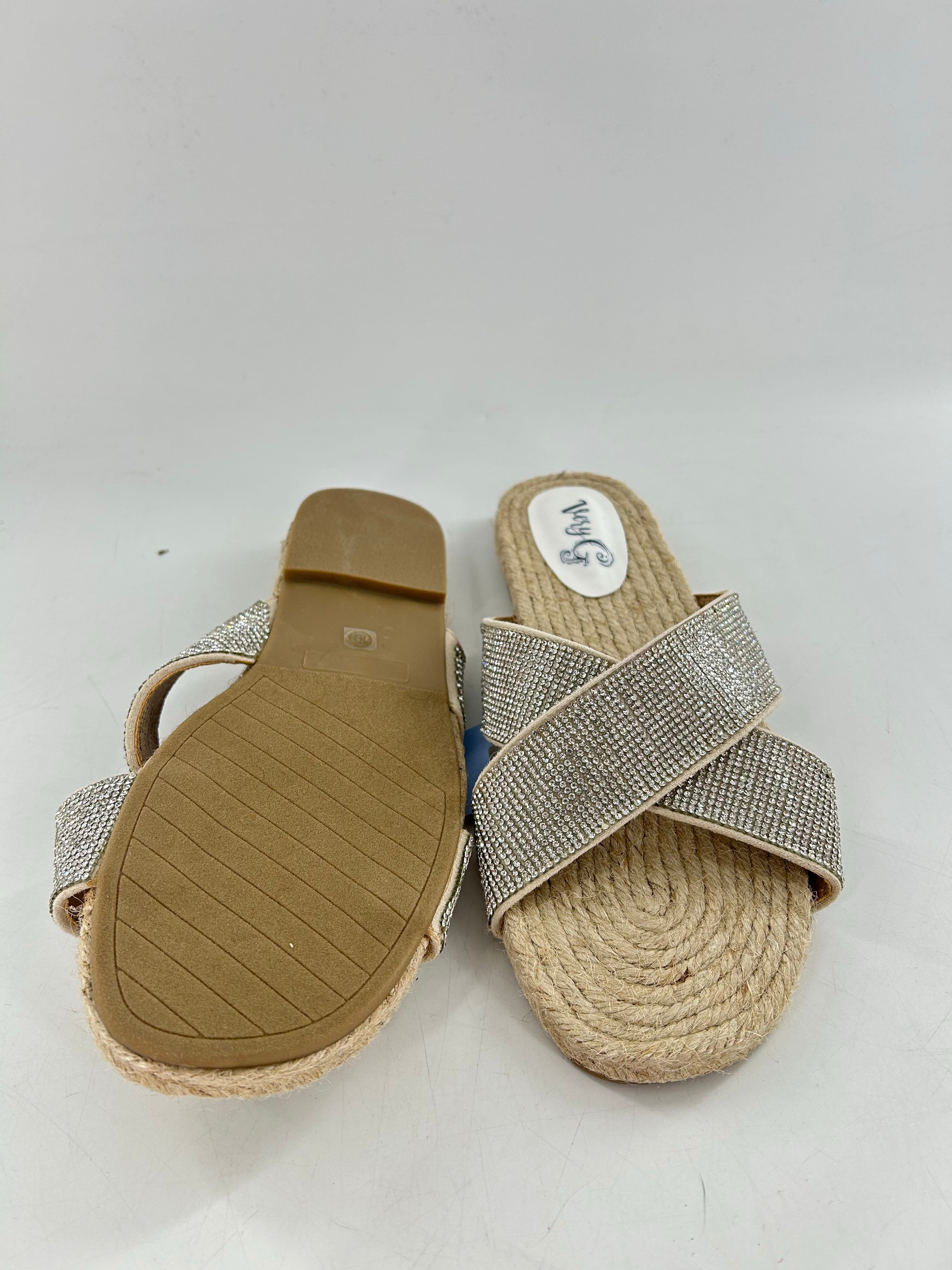 10 rhinestone criss/cross sandal