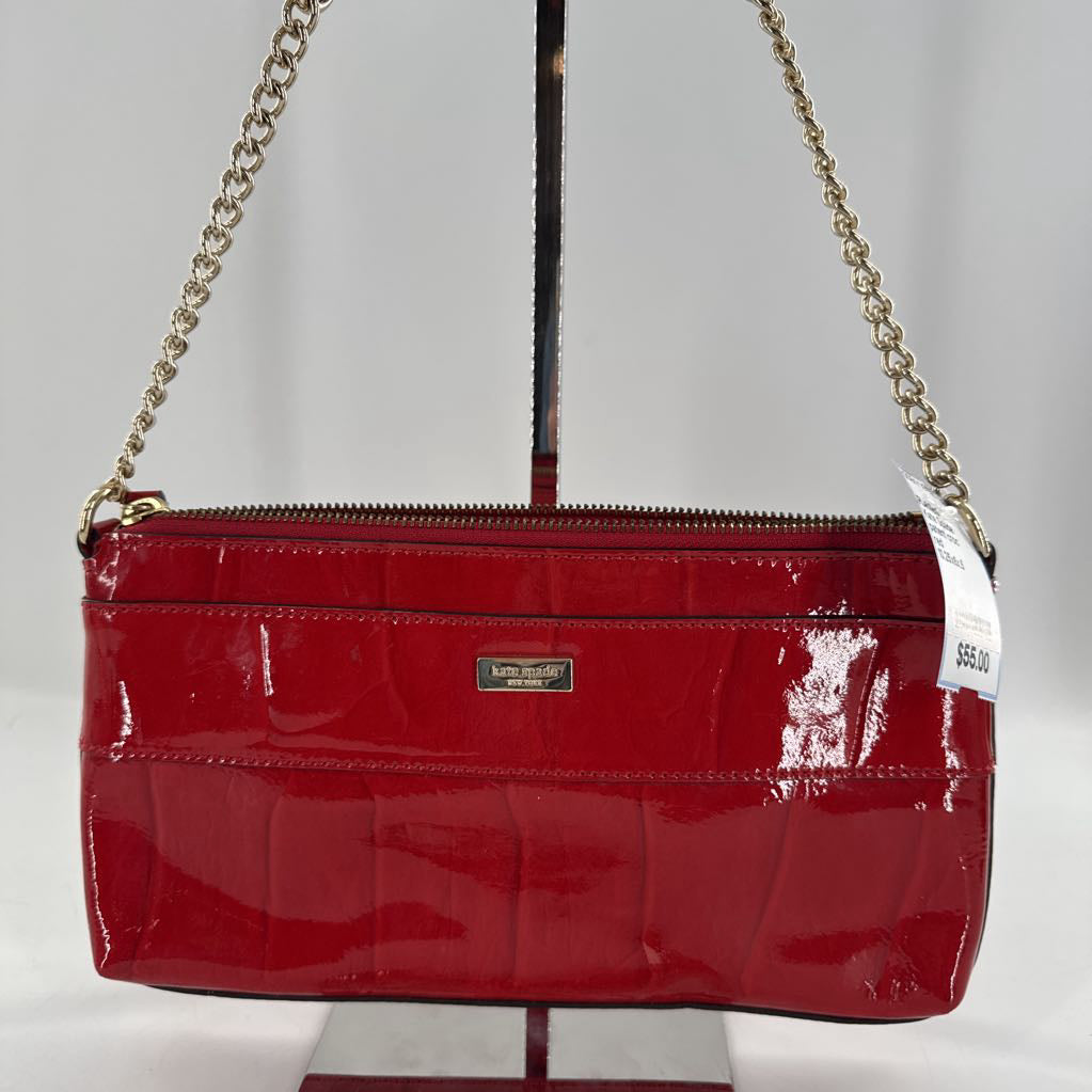 patent croc embossed bow shoulder bag