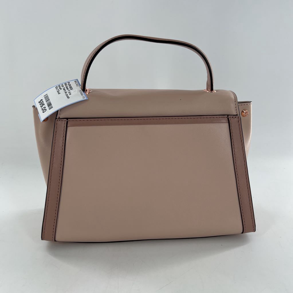 top handle push lock closure satchel
