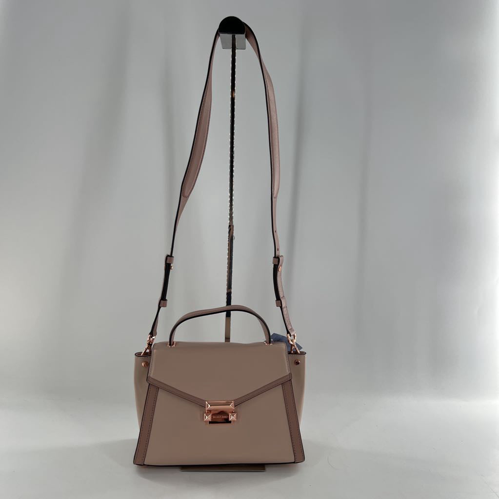 top handle push lock closure satchel