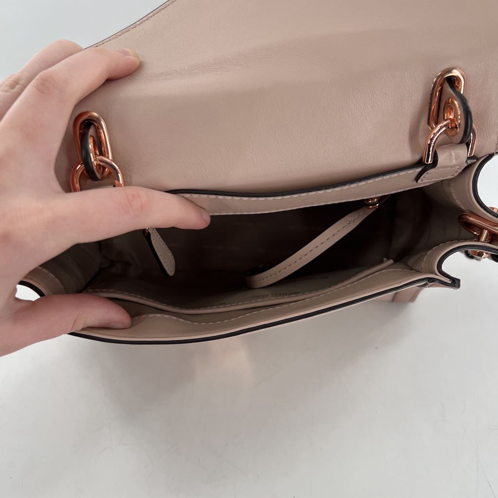 top handle push lock closure satchel
