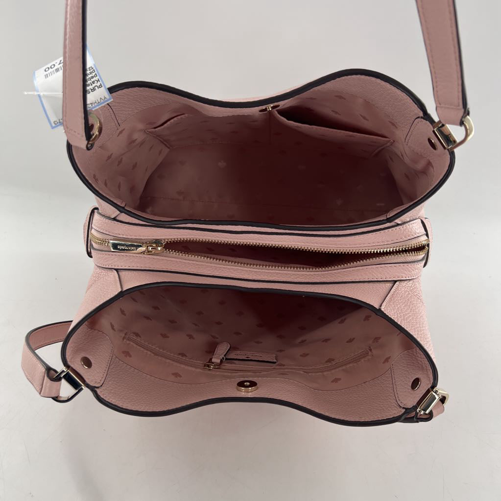 pebbled triple compartment satchel