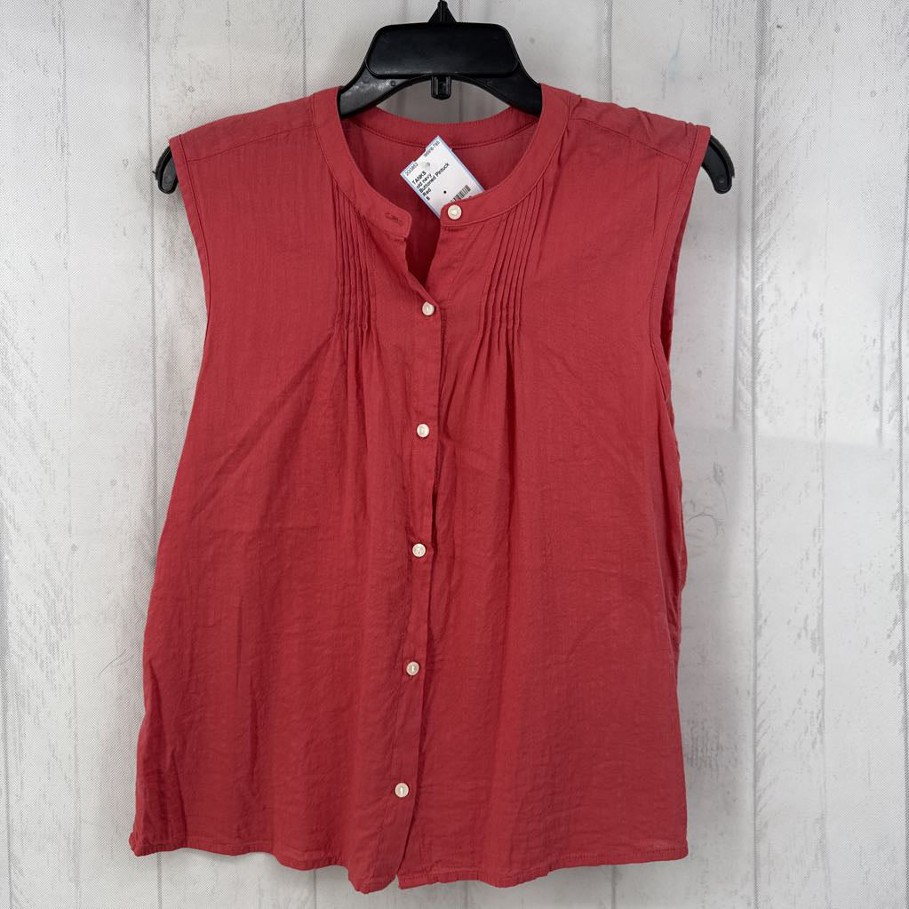 Buttoned Pintuck Blouse Tank