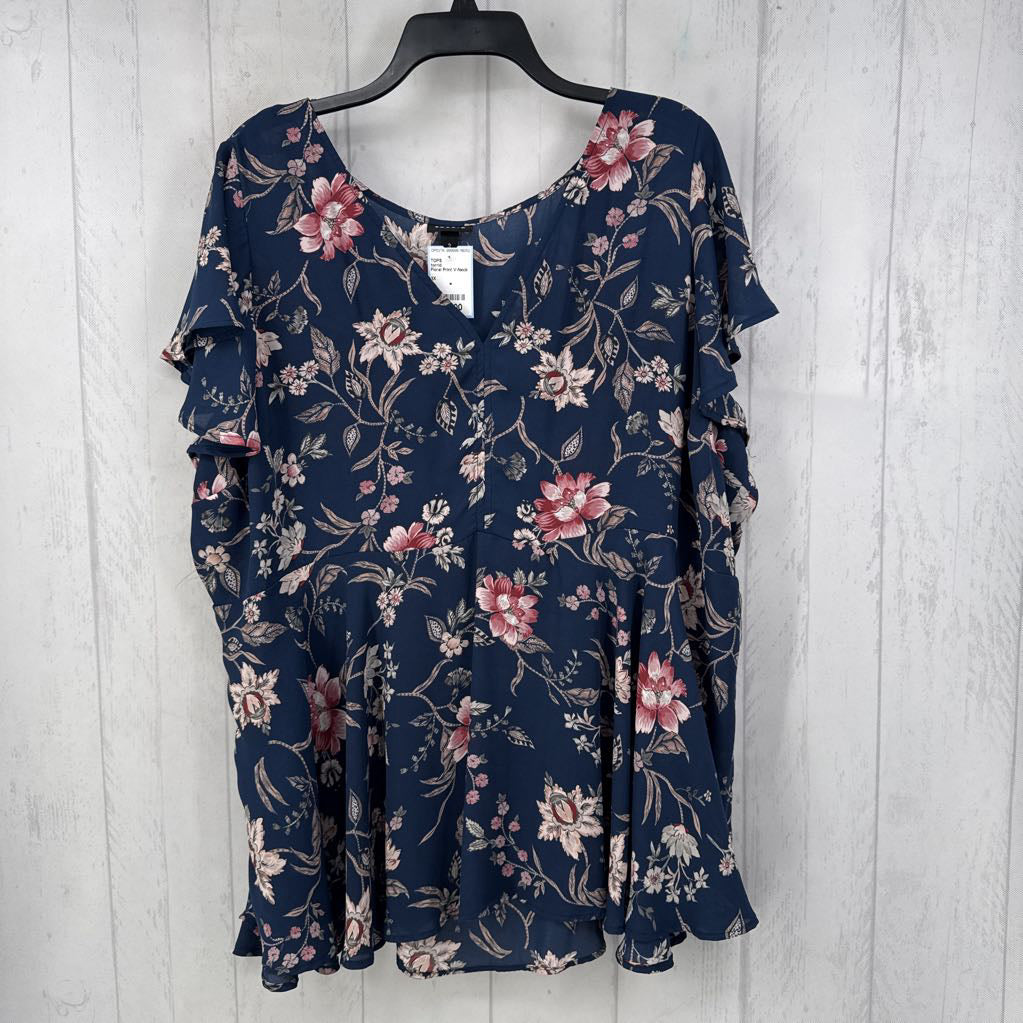 Floral Print V-Neck Blouse