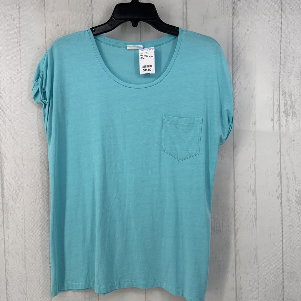 L s/s pocket scoop neck top