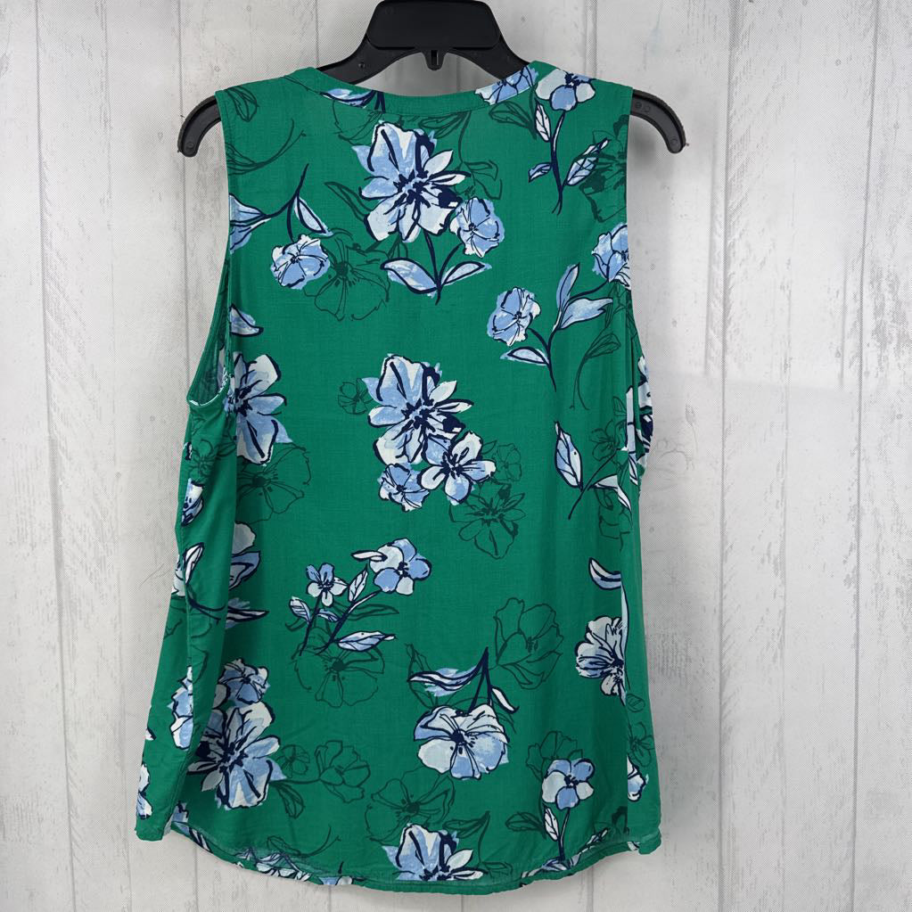 L flower print pleated tank