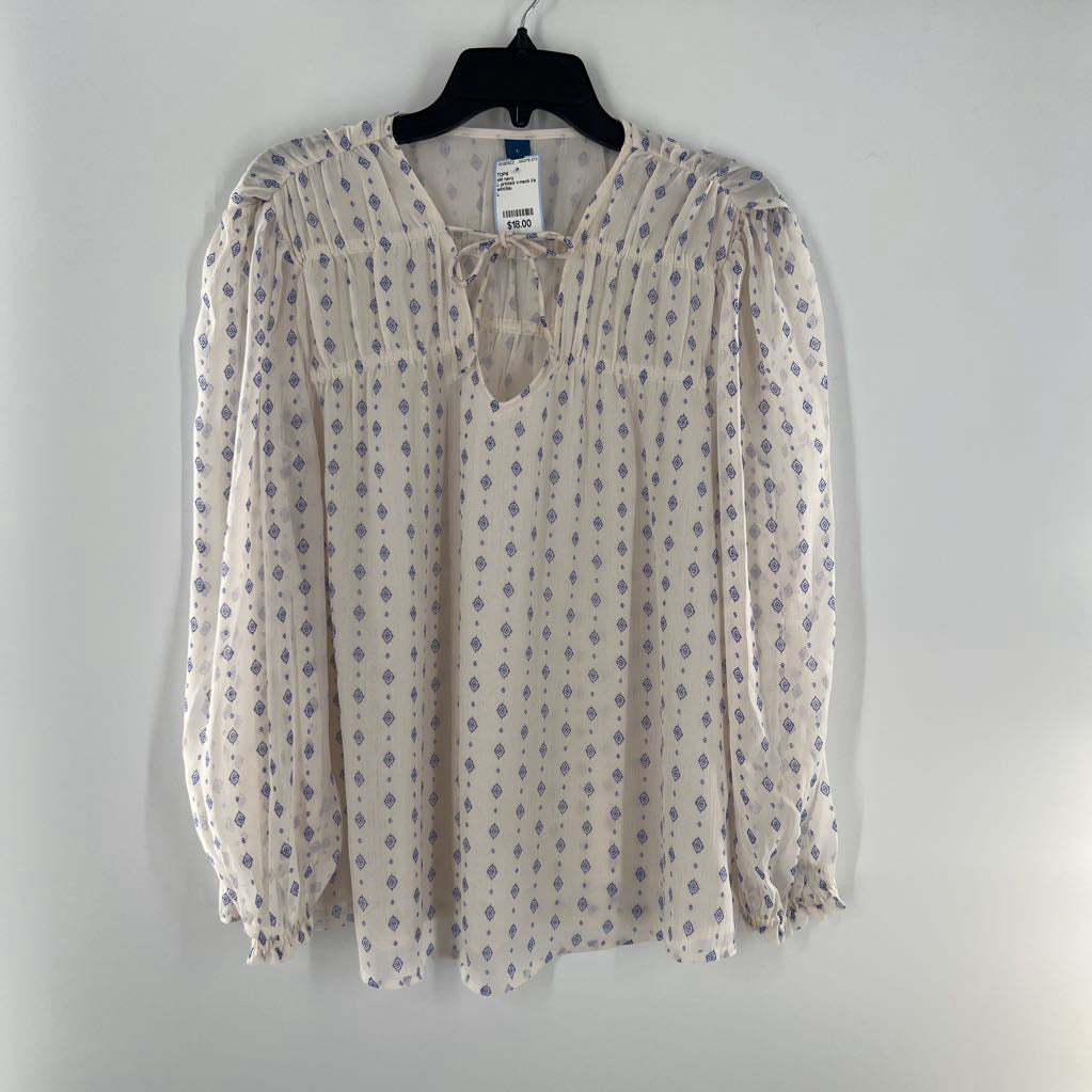 L printed v-neck l/s top